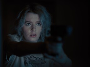 Skyler Davenport stars in the thriller, See For Me, which was directed by Calgary native Randall Okita. Courtesy, Wildling Pictures.