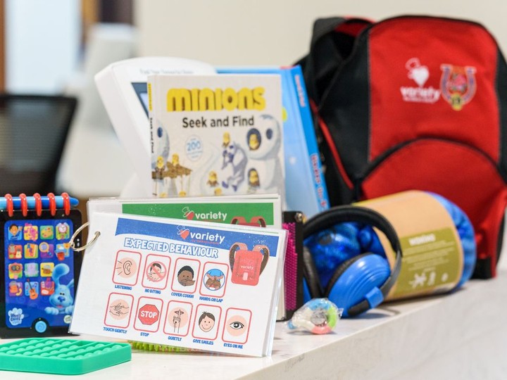  Pictured are some of the goods included in the backpacks that are filled with resources for kids with sensory disabilities at the Southcentre mall on Wednesday, January 19, 2022. The backpacks are available for rent at the guest services at the Mall.