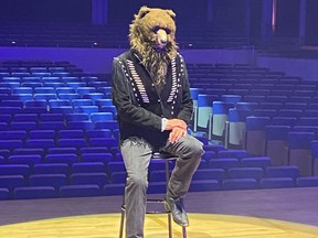 Tom Jackson in a scene from the Bear and the Wild Rose. Courtesy, Calgary Philharmonic Orchestra.