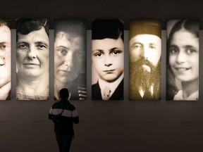 Portraits of European Jews murdered in the Holocaust hang in the documentation centre of the Memorial to the Murdered Jews of Europe, also known as the Holocaust Memorial, on January 19, 2022 in Berlin, Germany. On January 20, 1942, nearly 80 years ago, Nazi Germany government officials met at the so-called Wannsee Conference, in which they discussed the means for the mass extermination of Europe's Jews, also known as the "final solution." While mass murder of Jews by the Nazis was already well underway, the Wannsee Conference led to the large-scale roundup of Jews across Europe with the purpose of sending them to death camps built by the Nazis in Poland, including Auschwitz-Birkenau, Sobibor, Belcez, Majdanek and Treblinka. Six million Jews died in the Holocaust.