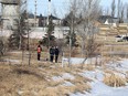 RCMP have blocked off part of the pathway along Nose Creek near the Willowbrook neighbourhood in Airdrie. Wednesday, January 26, 2022.
