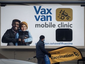A mobile vaccination clinic in Mississauga, Ont.