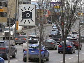 Photo radar on 16 Ave. and 10 St. N.W. in Calgary. The province is delaying changes to traffic court amid concerns from the public. Photo taken on Wednesday, January 26, 2022.