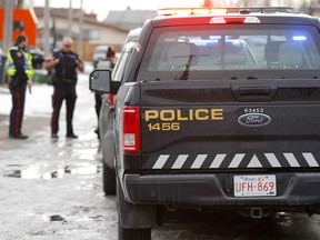 Calgary police respond to a call as the Calgary Police Service, Calgary 911 and 211 announced a first-of-its-kind call-diversion and co-location initiative in Calgary on Tuesday, January 25, 2022.