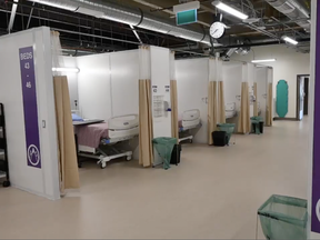 The pandemic response unit in Calgary is being set up in a previously unused, shelled space inside the South Health Campus. Twelve beds will open within the coming weeks, though no set date has been set, according to Alberta Health Services.