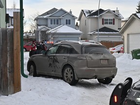 This Infinity SUV, which was discovered abandoned, Sgt. Andrew Harnett about 500 meters before he was thrown into the path of an oncoming car on December 31, 2020.