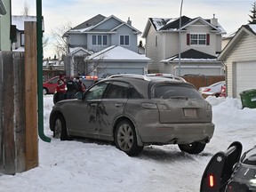 This Infinity SUV, which was discovered abandoned, Sgt.  Andrew Harnett about 500 meters before he was thrown into the path of an oncoming car on December 31, 2020.