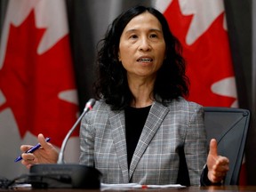 FILE PHOTO: Canada's chief public health officer, Dr. Theresa Tam, attends a news conference as efforts continue to help slow the spread of coronavirus disease (COVID-19) in Ottawa, Ontario, Canada March 23, 2020.  REUTERS/Blair Gable//File Photo