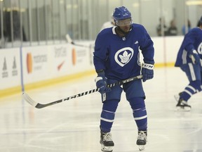 Jordan Subban takes part in the Toronto Maple Leafs’ summer skate before the start of training camp, on Sept. 4, 2018.