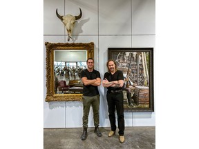 Jesse Brown, left, general manager of Shedpoint, and artist Paul Van Ginkel in his new studio at Shedpoint's warehousing community.