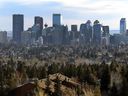 Calgary's downtown with homes in the foreground on Tuesday, January 25, 2022.