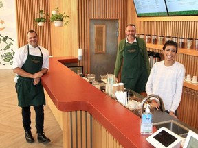 From left, chef Ali Tajdeen; general manager Conrad Sawatzky, and owner Naghma Slade inside The Curryer Pakistani Kitchen. Brendan Miller/Postmedia