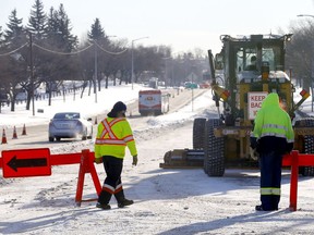 The City of Calgary were busy again working on a water main break at 68ave and Centre Str. North in Calgary on Saturday, January 1, 2022.