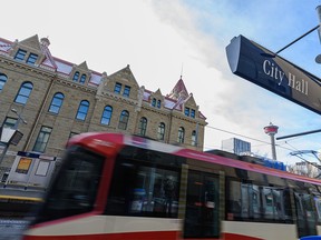 A C train passes through the City Hall LRT station in downtown Calgary on Thursday, February 3, 2022.