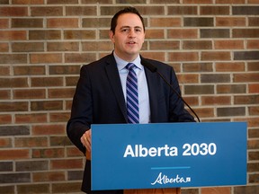Minister of Advanced Education Demetrios Nicolaides speaks at a press conference at SAIT discussing initiatives to address and prevent sexual violence at Alberta’s public post-secondary institutions on Tuesday, February 15, 2022.