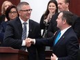 Finance Minister Travis Toews and Premier Jason Kenney.