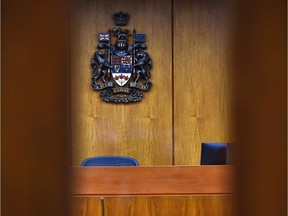 The inside of an Edmonton courtroom.