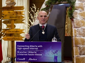 Federal Tourism Minister Randy Boissonnault announces plans to improve internet access across Alberta on Dec. 16, 2021, in Edmonton.