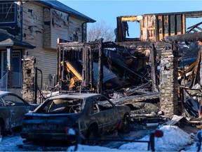 Four homes in southeast Calgary were damaged after a fire Thursday night which also sent three people to hospital.