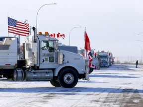 A agreement between truckers and RCMP saw one lane of traffic opened both ways at the Coutts border crossing on Wednesday, February 2, 2022.