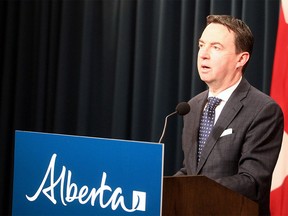 Jason Copping, Minister of Health, provides an update on COVID-19 restrictions from the McDougall Center in Calgary. Tuesday, February 8, 2022.