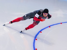 Canada's Laurent Dubreuil just missed out on a medal by a few hundredths of a second in the men's 500M long track speed skating at the Beijing 2022 Winter Olympics on Saturday, February 12, 2022. Dubreuil finished fourth in the event. China's Tingyu Gai won gold in Olympic record time.