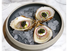 The Oyster and Caviar dish at the Pat and Betty Dinette and Bar in Calgary. Darren Makowichuk/Postmedia
