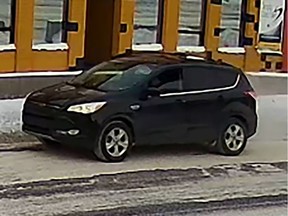 Calgary police released images of this suspect vehicle believed to be involved in the fatal shooting of Eric Riendeau in Sunalta on Jan. 6, 2022. The vehicle is described as a small black Ford Escape SUV.