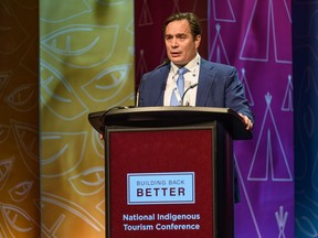 Keith Henry, president and CEO of Indigenous Tourism Association of Canada (ITAC), speaks during the National Indigenous Tourism Conference at Grey Eagle Event Centre on Wednesday, March 9, 2022.