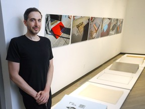 Artist Atanas Bozdarov and his work at the The Further Apart Things Seem exhibit at Contemporary Calgary.