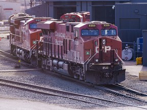 CP Rail trains in Calgary's Alyth Yards on Tuesday, March 22, 2022.
