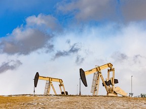 Pumpjacks northwest of Calgary were photographed on Tuesday, March 8, 2022.