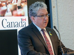 Dan Vandal, Minister of PrariesCan, is pictured speaking during a press conference at the Telus Spark science centre on Wednesday, March 16, 2022.