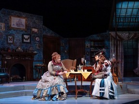 Kathryn Kerbes and Vanessa Leticia Jetté in Vertigo Theatre's Sherlock Holmes and the Vanishing Thimble. Photo by Tim Nguyen