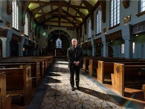 "For Christians, gathering together in worship is core to what we do," says Catholic Bishop William McGrattan in Saint Mary's Cathedral in Calgary. Azin Ghaffari/Postmedia