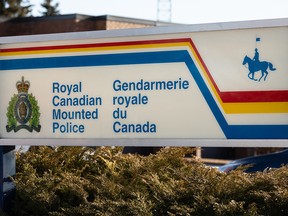 The RCMP detachment is seen in the town of Rimbey, Alberta, on Monday, Jan. 18, 2021.