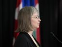 Alberta Chief Medical Officer of Health Dr. Deena Hinshaw provides an update on COVID-19 in the province during a news conference in Edmonton on Wednesday, March 23, 2022.