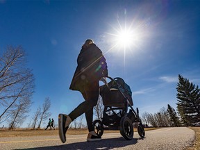 Calgarians enjoyed the spring sunshine and double digit high temperatures in North Glenmore Park, Thursday, April 7, 2022.
