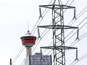 Power lines in Calgary on Monday, April 25, 2022.