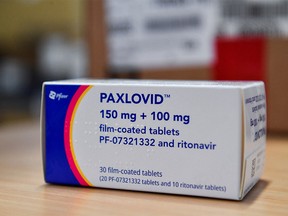 COVID-19 treatment pill Paxlovid is seen in a box, at Misericordia hospital in Grosseto, Italy, February 8, 2022.