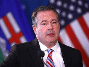 Prime Minister Jason Kenney at the McDougall Center in Calgary on Tuesday, April 12, 2022.