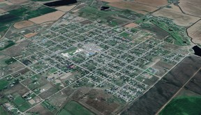 Google Map-Ansicht der Stadt Raymond im Süden von Alberta.