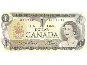 Today in history, in 1989, the last Canadian $1 bill was printed by the Canadian Bank Note Company. File photo.