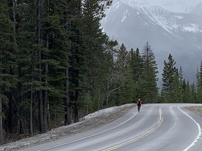 Kerrie Pain of Canmore cycles down the Bow Valley Parkway, a 25-km trip she does eight to 10 times a year.



Michele Jarvie photo