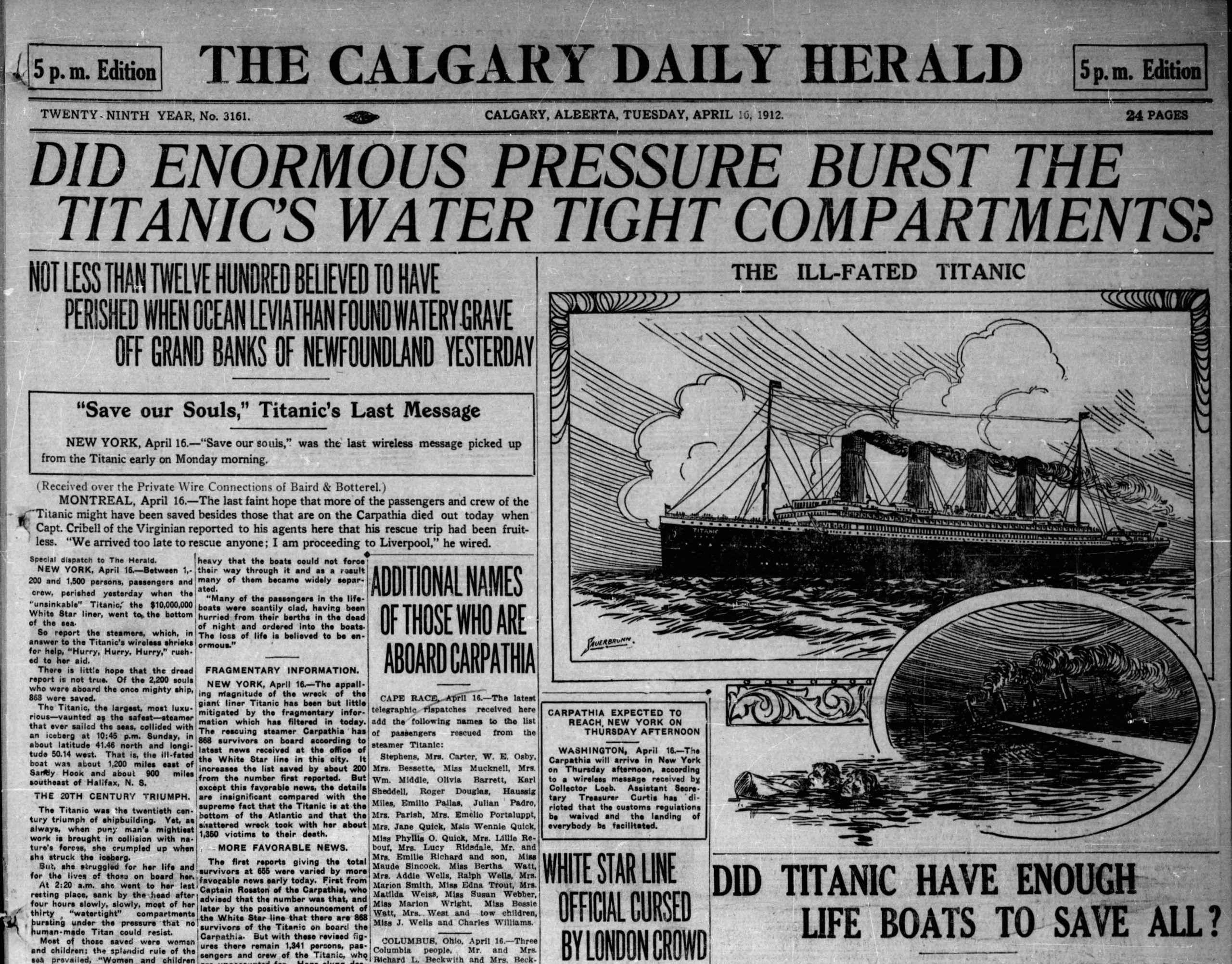 The sinking of the Titanic: 111 years ago today | Calgary Herald