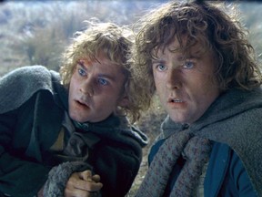 Lord Of The Rings; The Two Towers. Merry (Dominic Monaghan), left, with Pippin (Billy Boyd).