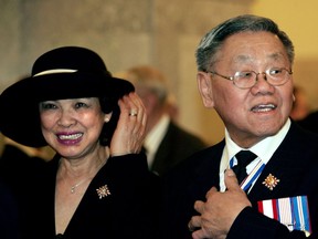 The late Mary Kwong is seen with her husband, Norman L. Kwong, Lieutenant Governor of Alberta, in this file photo from 2005.
