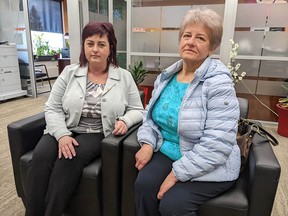 Tamila Pryz and her mother Liudmyla Svynarchuk, who was forced to flee her home in Ukraine in wake of Russia's invasion. Svynarchuk arrived in Calgary on March 9.
