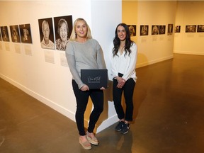 Organizers L-R, Marnie Bondar and Dahlia Libin with their commemorative and educational photography exhibition featuring both living and deceased Holocaust survivors with a connection to Calgary at the Glenbow at the Edison in Calgary on Wednesday, May 25, 2022. Darren Makowichuk/Postmedia