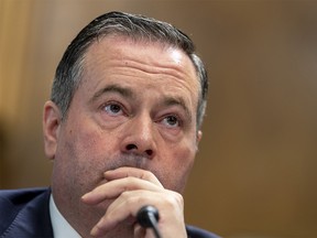 Alberta Premier Jason Kenney at the Senate Energy Committee hearing at Dirksen Senate Office Building on May 17, 2022 in Washington, DC.